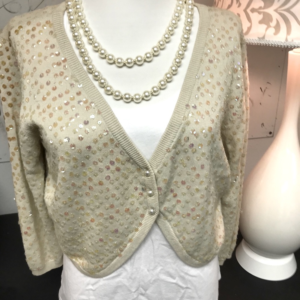 Newport  Sequence & Pearl Button Crop Cardigan